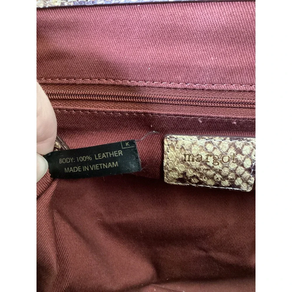 Margot New‎ York Satchel Bag Large Snakeskin Embossed Leather